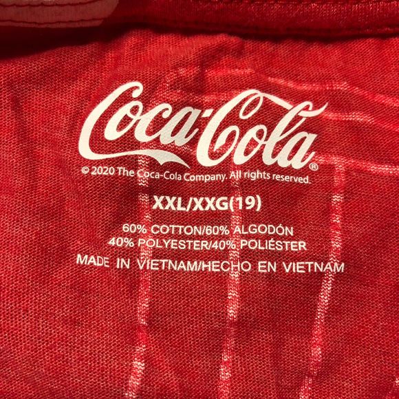 2020 Coca-Cola Red Cut Off Sleeve Summer Tank Top White Logo Stamp Size XXL 2X - Picture 2 of 8